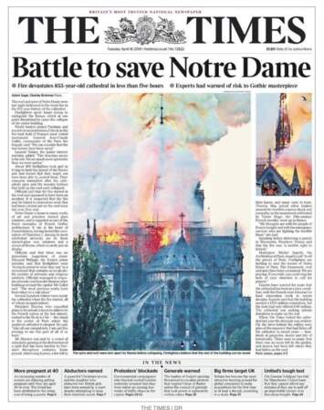 "La bataille pour sauver Notre-Dame" a commencé pour le Times