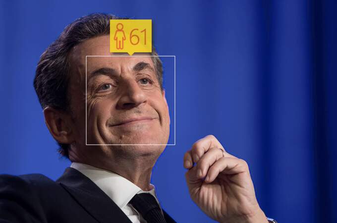 Nicolas Sarkozy. L'âge donné par le logiciel : 61 ans. 