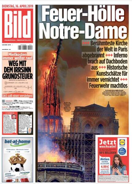 "Notre-Dame : les feux de l'enfer" : le quotidien allemand Bild est sous le choc