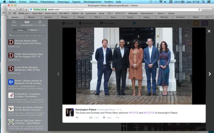 La photo officielle de la rencontre entre le couple Obama et la famille royale