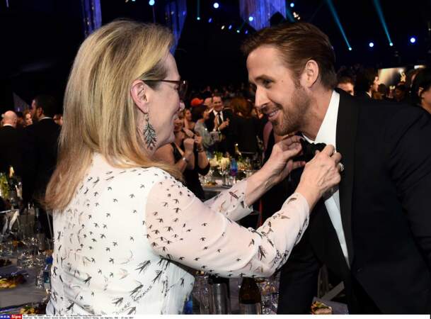 Son partenaire, Ryan Gosling repart lui les mains vides mais Meryl Streep s'occupe bien de lui