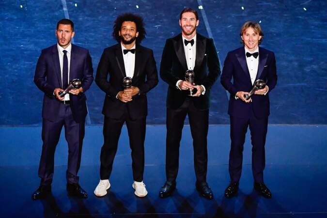 Du côté des hommes, Eden Hazard, Marcelo, Sergio Ramos et Luka Modric composent le 11 type.