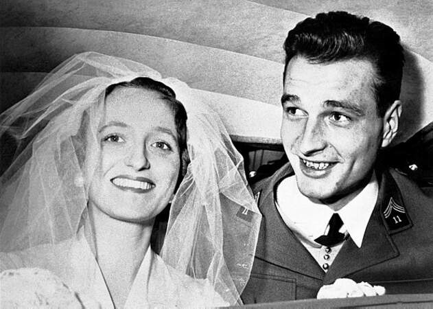 Les époux Chirac le jour de leur mariage, le 17 mars 1956