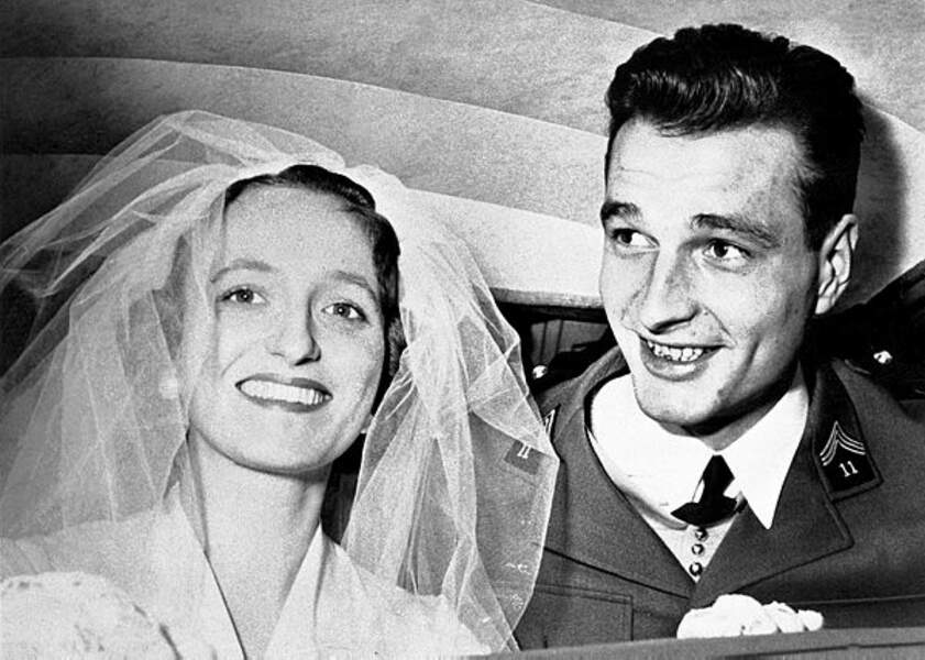Les époux Chirac le jour de leur mariage, le 17 mars 1956