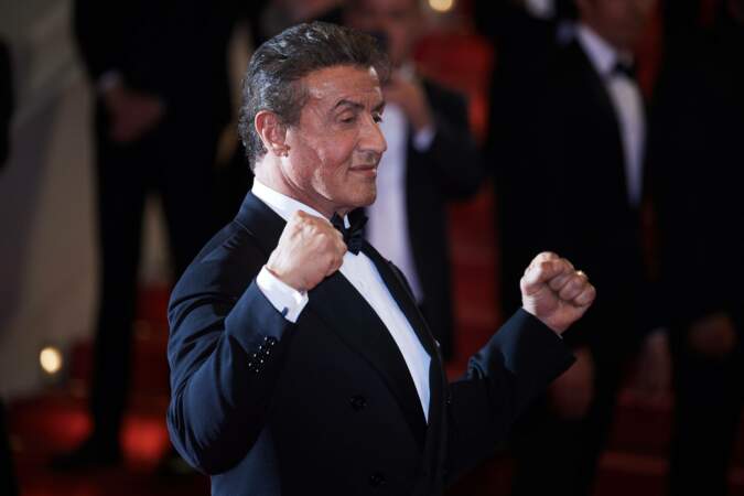 Sylvester Stallone, arrivant à la projection de Rambo au Festival de Cannes 2019