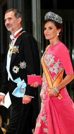 La reine Letizia d'Espagne au bras de son mari Felipe