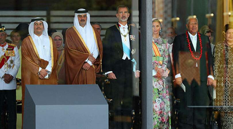 L'émir du Qatar Tamim bin Hamad Al Thani aux côtés du couple royal d'Espagne