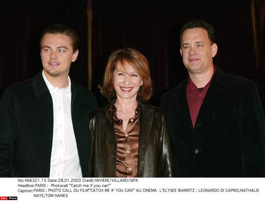 En 2002 à Paris avec Tom Hanks et Leonardo DiCaprio pour Arrête-moi si tu peux (de Steven Spielberg)
