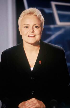  1996, Muriel Robin sur le plateau du JT de TF1