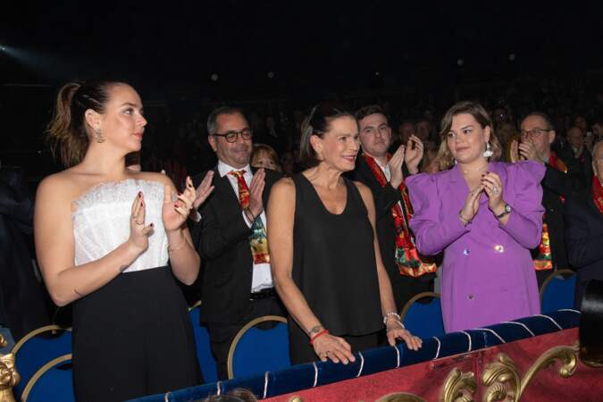Pauline Ducruet, la princesse Stéphanie et Camille Gottlieb au Festival du cirque de Monaco vendredi 17 janvier 2020