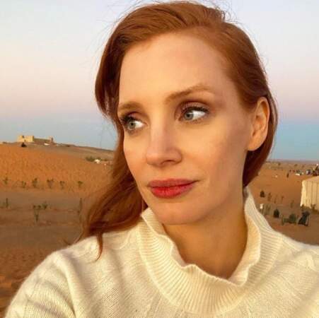 Et Jessica Chastain a fait ce selfie dans le désert du Sahara. 