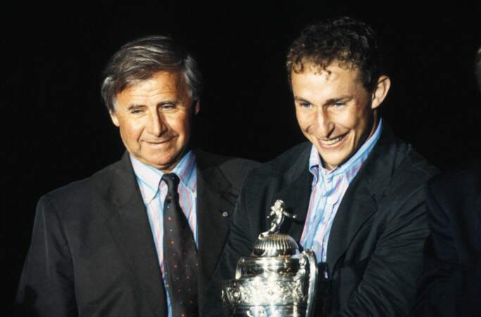 En 1989 avec Jean-Pierre Papin après la victoire de l'OM en coupe de France