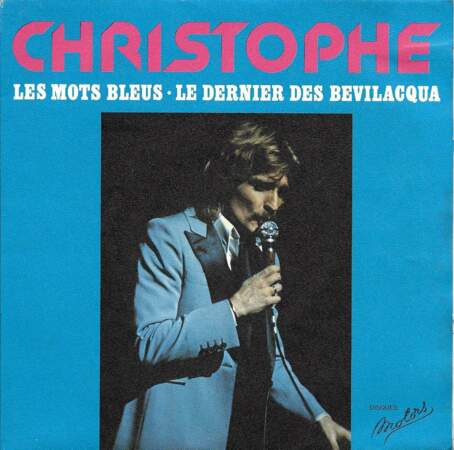 "Les mots bleus", écrits par Jean-Michel Jarre, sont l'autre énorme succès de Christophe, avec près d'un million de disques vendus en 1974.