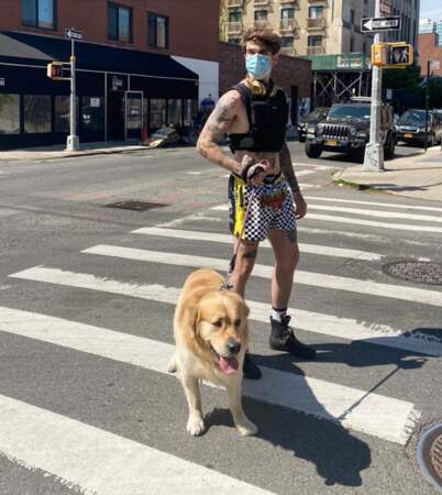 Gabriel-Kane Day-Lewis ultra-looké pour promener son chien