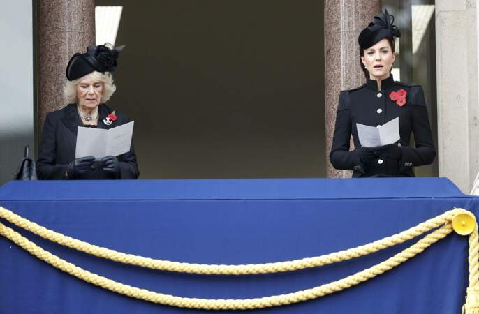 Kate Middleton et Camilla lors du Remembrance Sunday Service à Londres le 8 novembre 2020