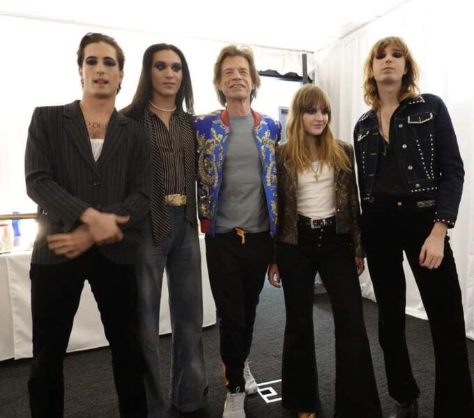 Une photo qui pue le rock : le groupe Måneskin et Mick Jagger à Las Vegas.