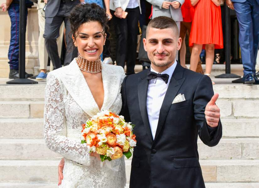 Le 15 juillet, le joueur du PSG Marco Verratti  et le top-model et bookeuse de l'émission "Les Marseilllais à Dubaï" Jessica Aïdi se marient à Neuilly sur Seine