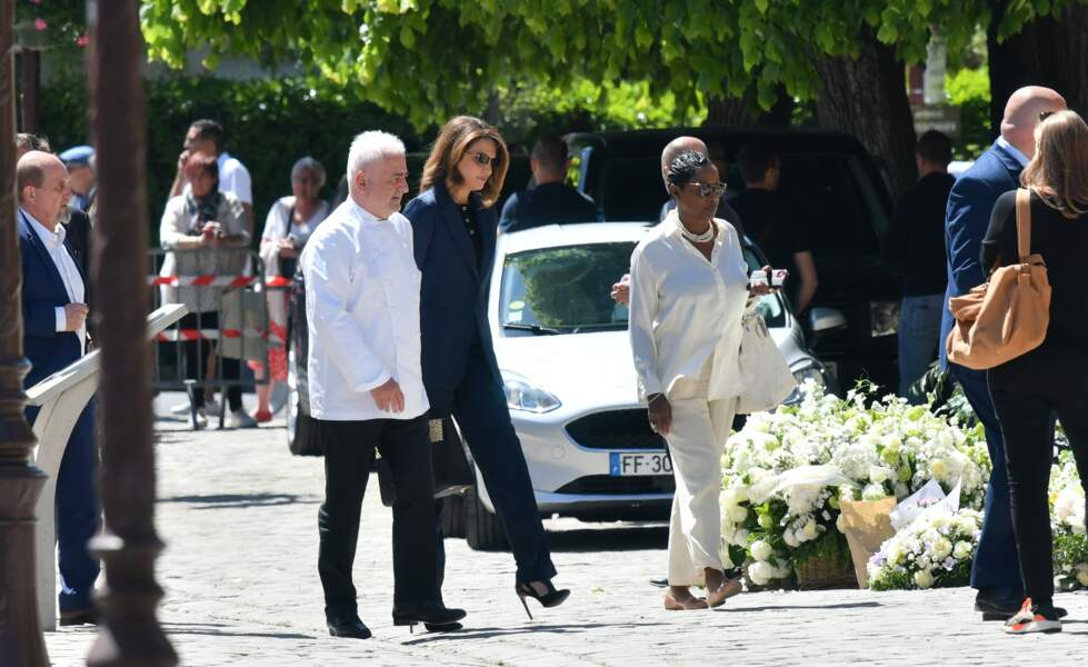 Guy Savoy, Sonia Mabrouk et Babette de Rozières aux obsèques d'Antoine Alléno