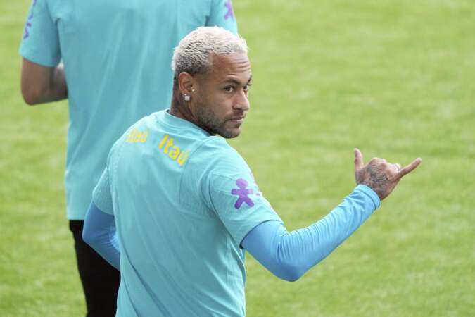 Neymar à l'entraînement avec le Brésil au printemps 2022
