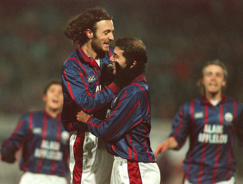 Aux Girondins de Bordeaux avec son coéquipier et ami Christophe Dugarry (1996)