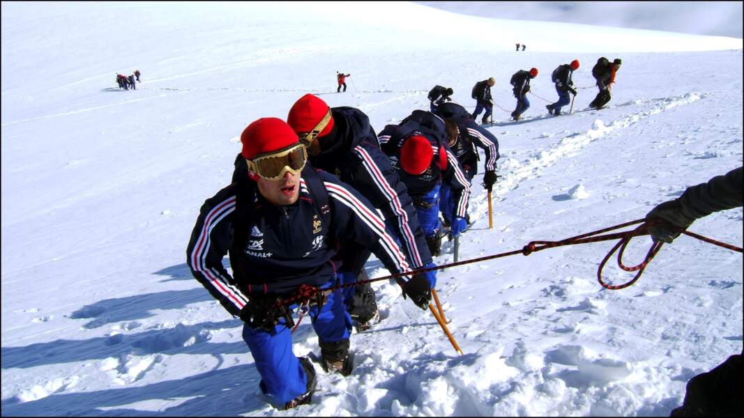 Une sortie montagne à Tignes pour l'équipe de France avant la coupe du monde 2006