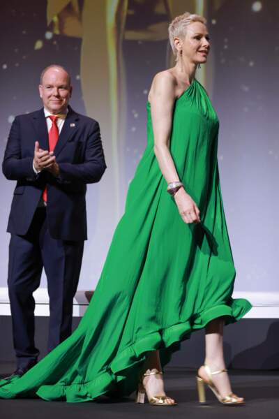 Charlene de Monaco portait une robe signée Lanvin.