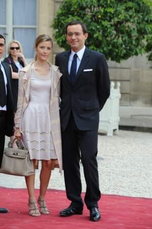 Jean-Luc Delarue et Elisabeth Bost à la Garden Party de l'Elysée le 14 juillet 2008. Le couple se sépare l'année suivante.