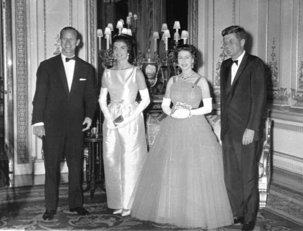 Dîner d'Etat à Buckingham le 5 juin 1961 avec John F. Kennedy et son épouse Jackie 