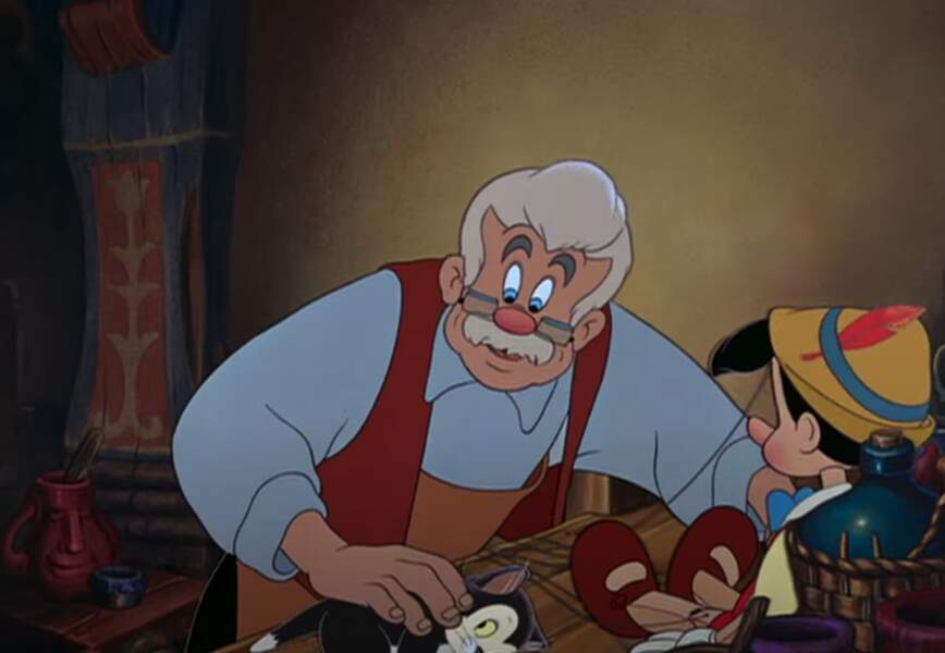 Voilà l'homme qui a fabriqué Pinocchio et qui le considère comme son propre fils : Geppetto