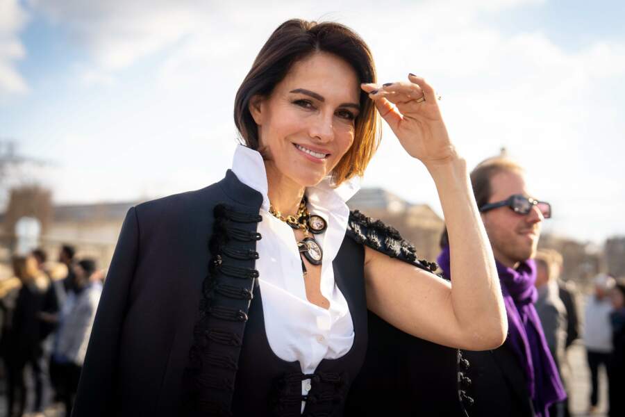 Adriana Abascal lors de son arrivée au défilé Dior à Paris, le mardi 28 février 2023