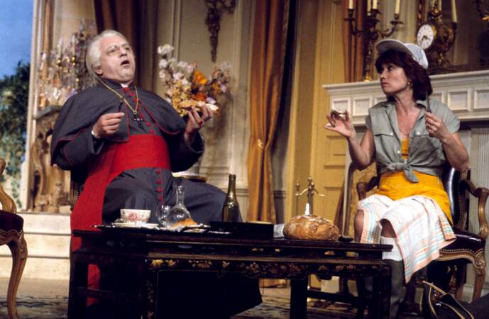 Marion Game et Jacques Martin, qui furent mariés dans la vie, dans la pièce "J'y suis j'y reste" en 1984