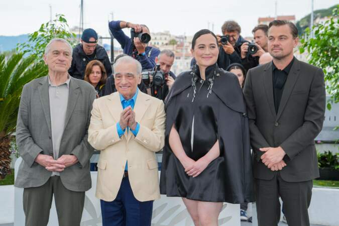 Robert de Niro, Lily Gladstone, Leonardo DiCaprio et Martin Scorsese