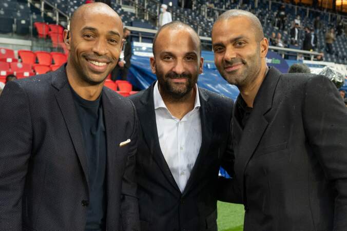 Thierry Henry et Tony Parker soulagés de la victoire de leur équipe parisienne