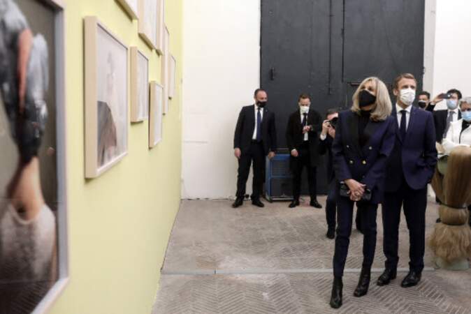 Emmanuel Macron et sa femme Brigitte Macron à la Villa Medicis 
