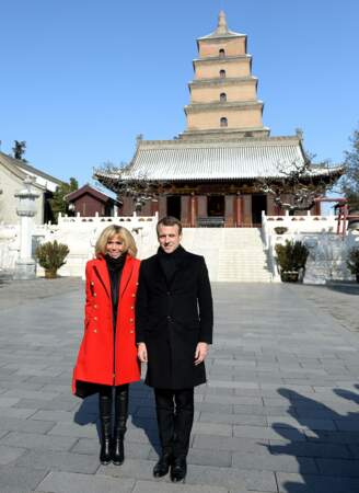 Brigitte accompagne Emmanuel Macron en visite en Chine en 2018