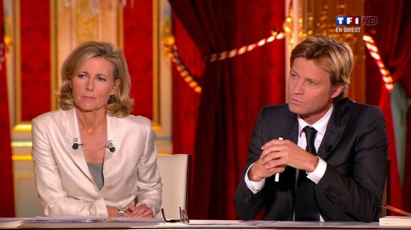 La star de France 2 aux côtés de Claire Chazal face à Nicolas Sarkozy en 2012.