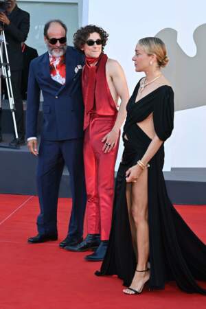 Luca Guadagnino, Timothée Chalamet et Chloë Sevigny sur le tapis rouge de Bones and All à la Mostra de Venise 2022
