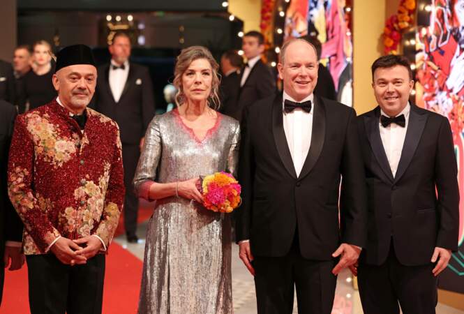 Caroline de Monaco et le prince Albert prennent la pose avec Christian Louboutin et Stéphane Valeri