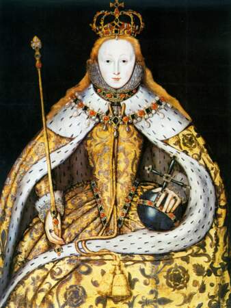 La reine Elizabeth, reine d'Angleterre de 1558 à 1603, dans sa robe du sacre.