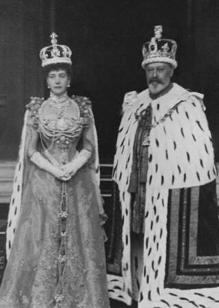Le roi Edouard VII et la reine Alexandra lors du couronnement en août 1902.