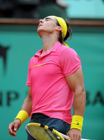 En 2009, la déception de Rafael Nadal lors de son élimination dès les huitièmes de finale.