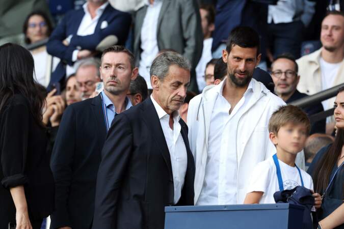 Nicolas Sarkozy aux côtés de Novak Djokovic