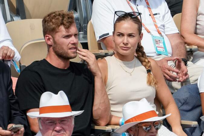 L'athlète Kevin Mayer et sa compagne Delphine Jariel à Roland-Garros