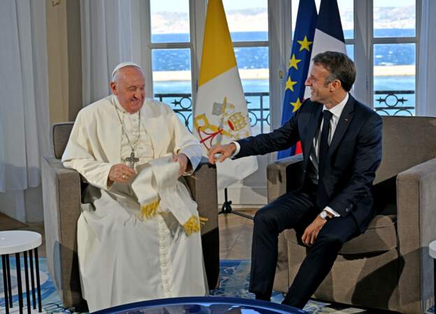 Le pape François en entretien avec le président français Emmanuel Macron 