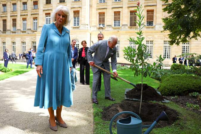 Charles III d'Angleterre plante un arbre dans les jardins de l'Hôtel de Ville de Bordeaux