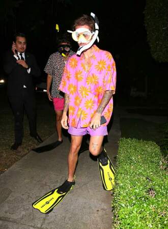 Justin Bieber arrive à la soirée Casamigos Halloween Party de Rande Gerber et Cindy Crawford à Los Angeles