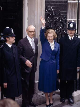 En 1979, Margaret Thatcher au 10 Downing Street avec son mari.