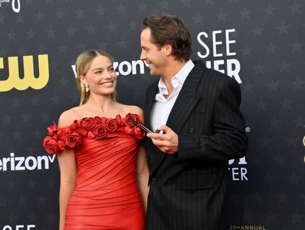 Parmi les stars de la soirée, Margot Robbie, ici sur le tapis rouge avec son mari Tom Ackerley