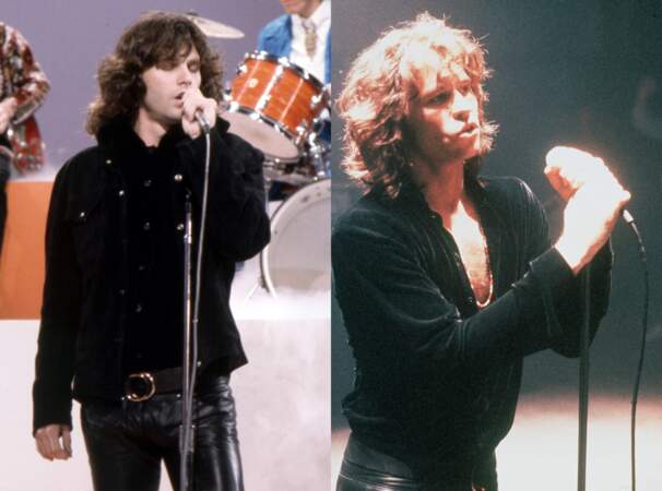 Val Kilmer incarne Jim Morrison, leader du groupe The Doors, dans le film éponyme en 1991.