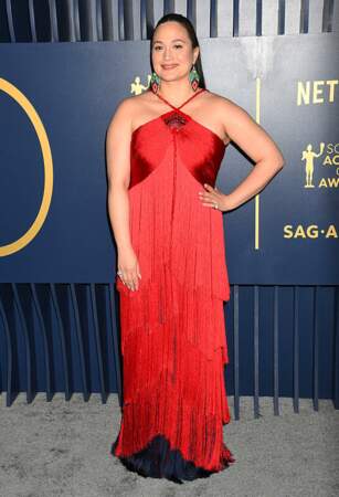 Pour les SAG Awards, elle avait opté pour une robe rouge à franges.